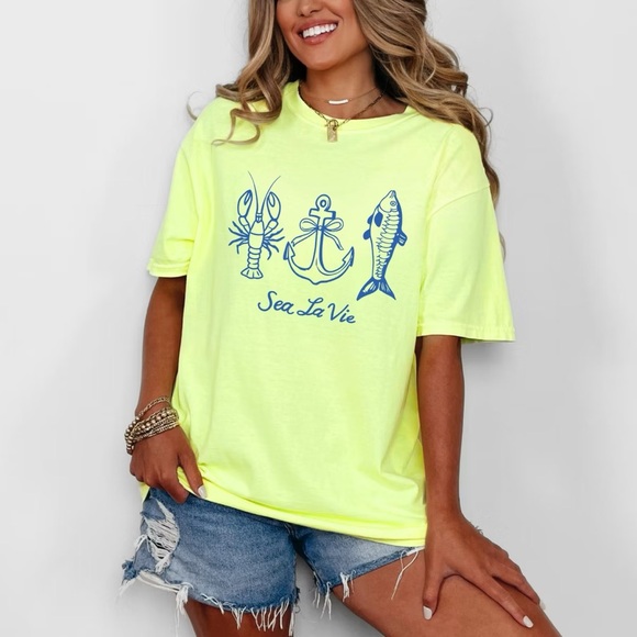 Simply Sage Market Sea La Vie Garment Dyed Tee- XL - Picture 1 of 9